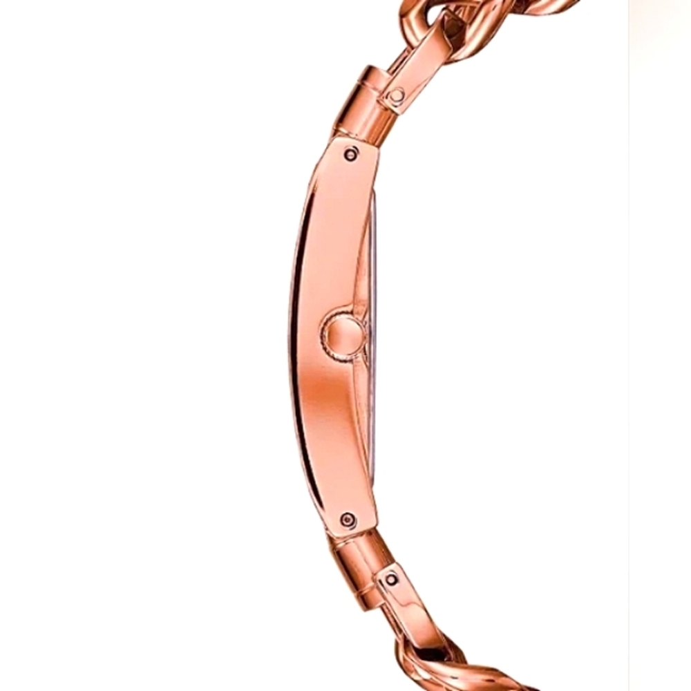 NWOT Guess Mod Heavy Metal Dual Chain Link Watch In Rose Gold - Picture 3 of 11